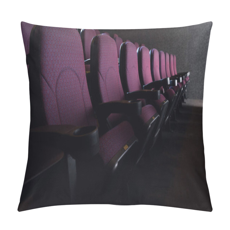 Personality  Rows Of Red Seats In Empty Dark Cinema Pillow Covers