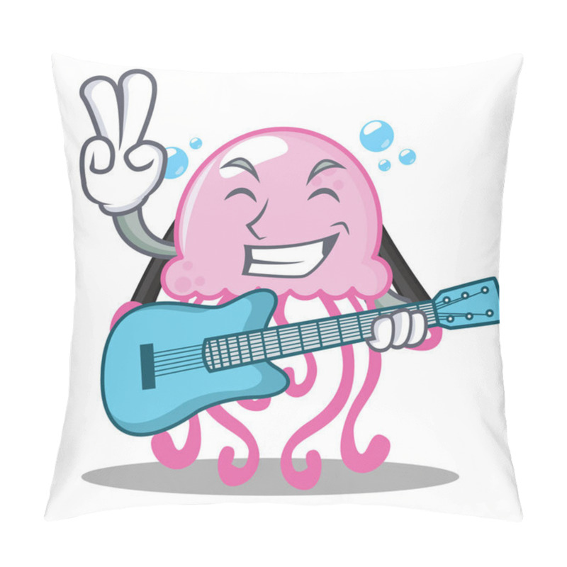 Personality  With Guitar Cute Jellyfish Character Cartoon Pillow Covers