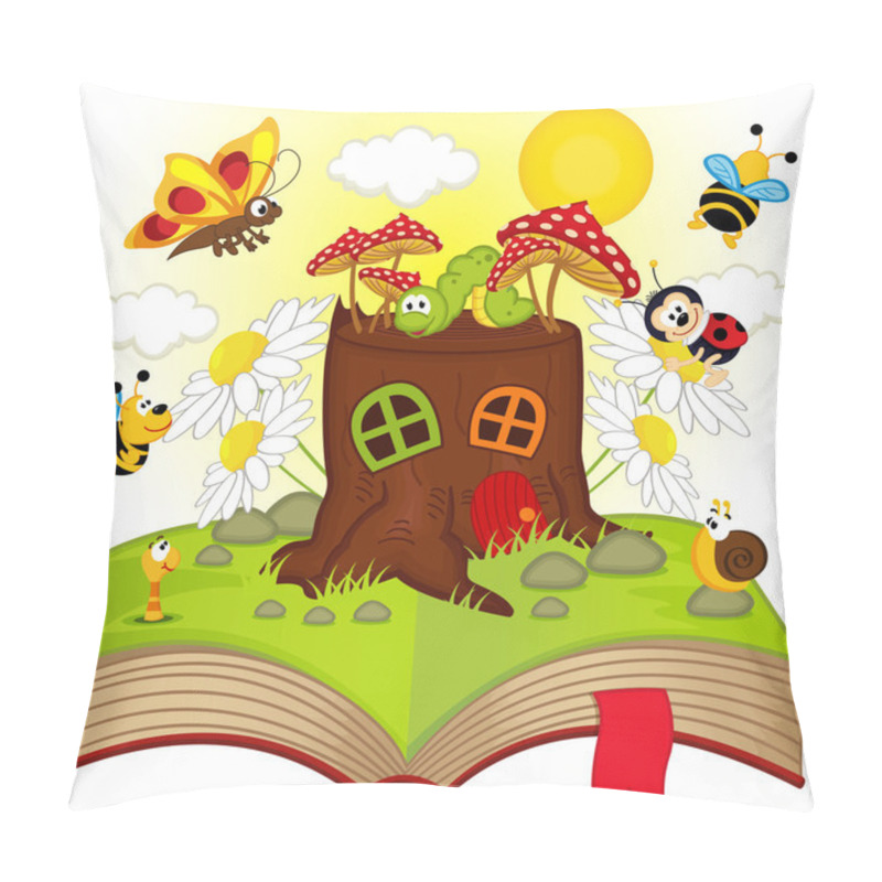 Personality  Open Book With House Stump And Insects Pillow Covers