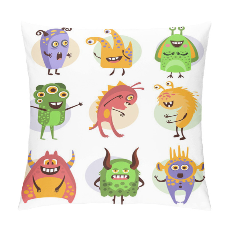 Personality  Colourful Emotional Cartoon Monsters, Vector Illustration Collection Pillow Covers