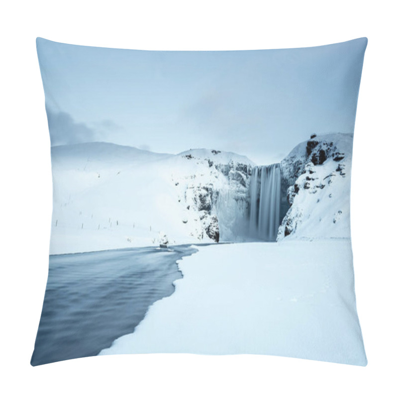 Personality  Skogafoss Waterfall In Winter, Iceland Pillow Covers