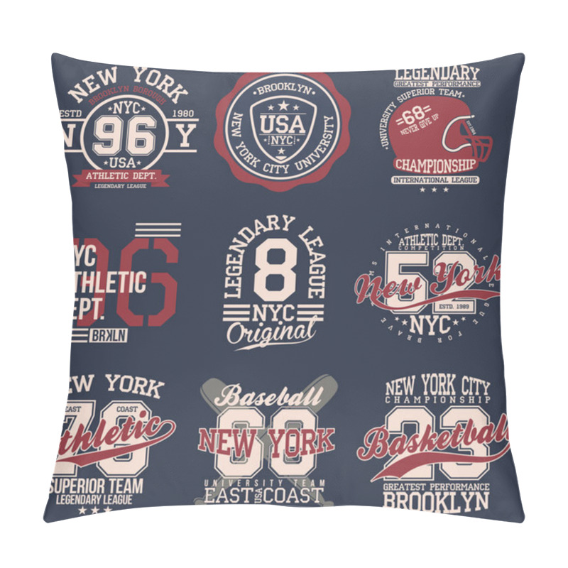 Personality  Vintage Labels Set, Athletic Sport Typography For T Shirt Print. Varsity Style. T-shirt Graphic. Vector Pillow Covers