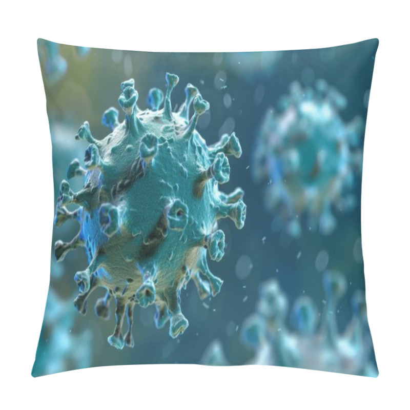 Personality  Microscopic View Of Infectious Viruses, Showcasing Intricate Structures And Surfaces. Pillow Covers