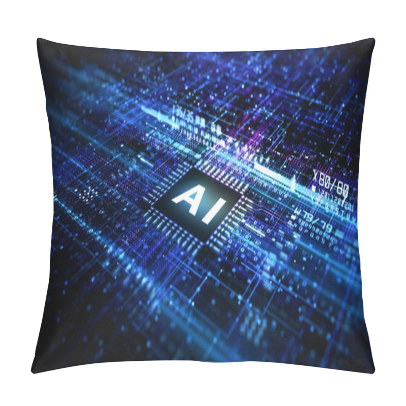 Personality  Artificial Intelligence AI Future Technology Concept Visualization. Big Data Transmission Connection. Technology Digital Data Network Abstract Background. 3d Rendering Pillow Covers