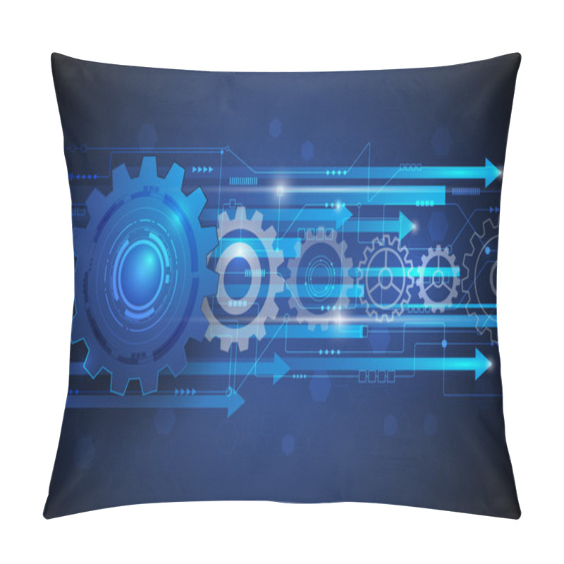 Personality  Vector Illustration Abstract Futuristic Gear Wheel With Circuit  Pillow Covers