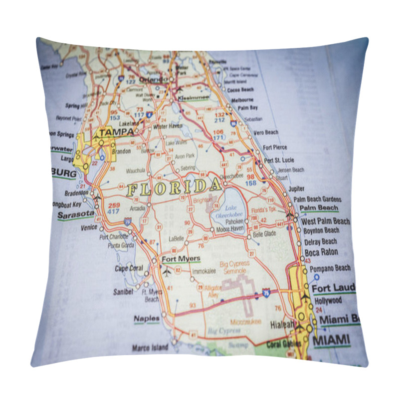 Personality  Florida State On USA Map Background Pillow Covers