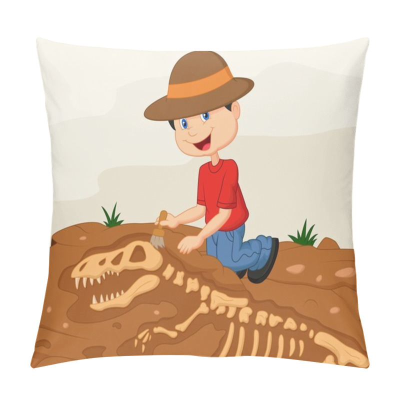 Personality  Child Archaeologist Excavating For Dinosaur Fossil Pillow Covers