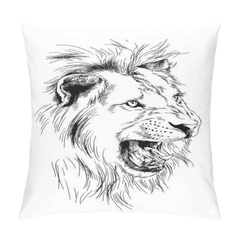 Personality  Lion Drawn With Ink From The Hands Of A Predator Tattoo Logo Pillow Covers