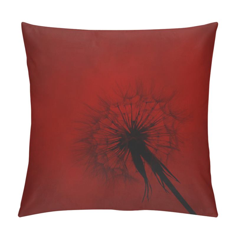 Personality  Dandelion Silhouette On Red Textured Background Pillow Covers