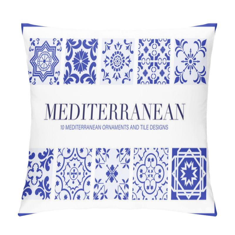 Personality  Set Of Mediterranean Ornaments And Tiles, Vector . Vector Illustration Pillow Covers