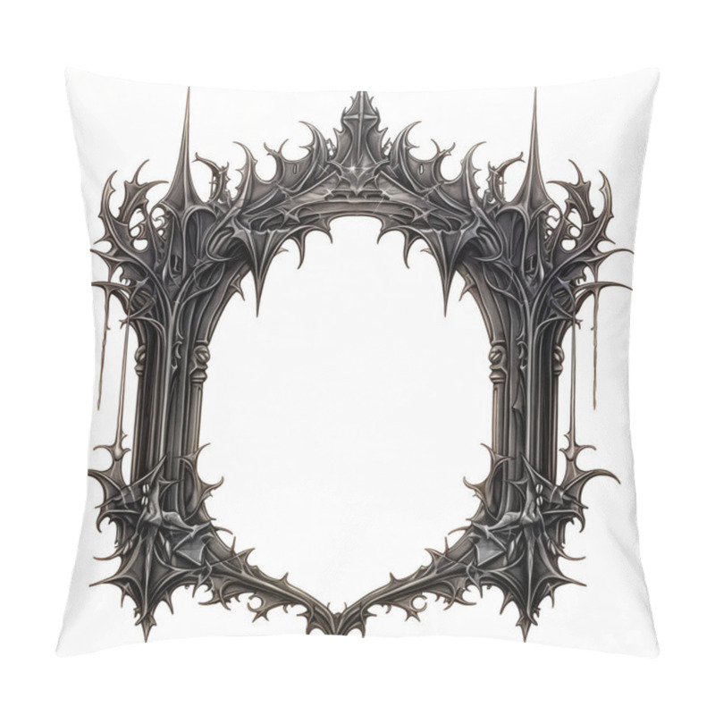 Personality  Halloween Illustration. Antique Gothic Mirror Frame On A White Background. Frame With Empty Space For Your Text Here. Pillow Covers