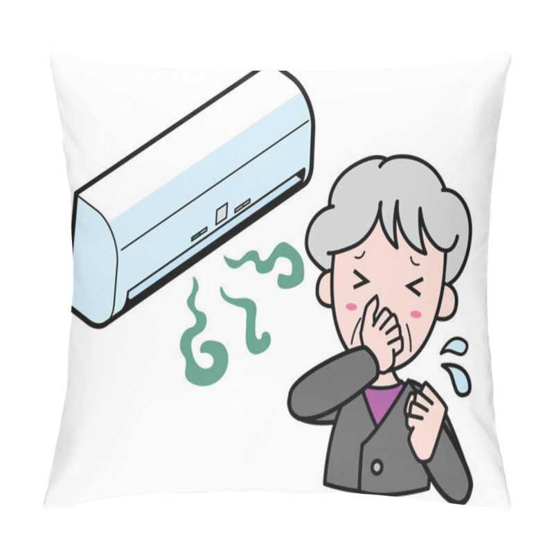 Personality  An Old Woman Who Is Having Trouble With An Air Conditioner That Smells Bad Pillow Covers