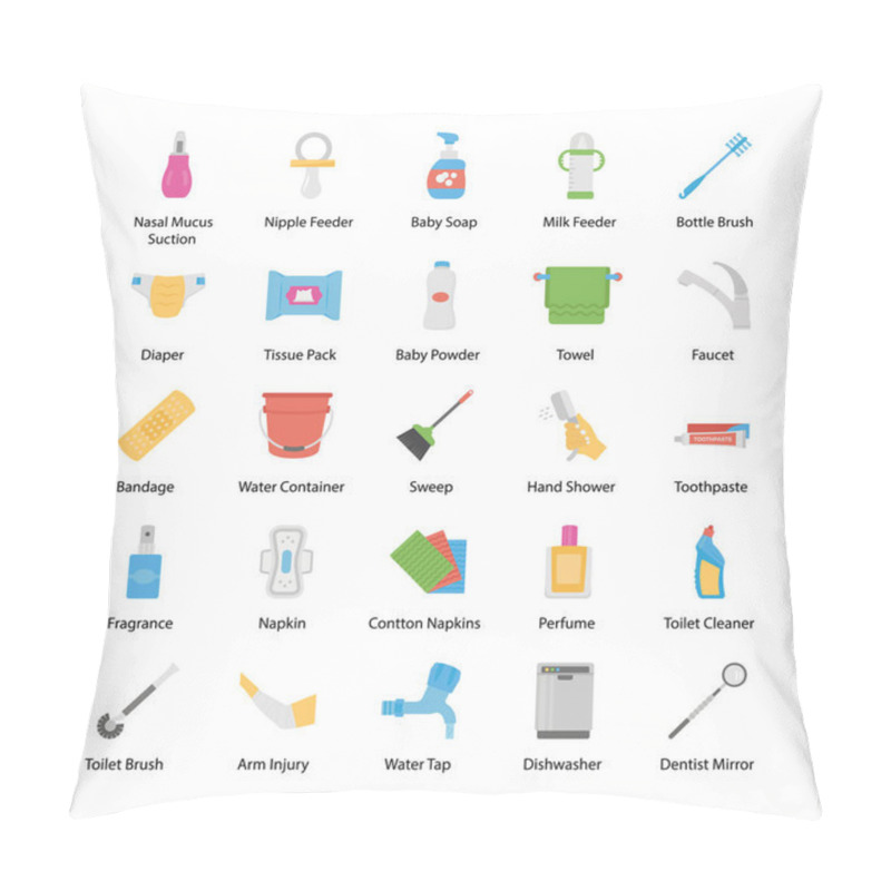 Personality  Baby Hygiene And Health Icons Pack Pillow Covers