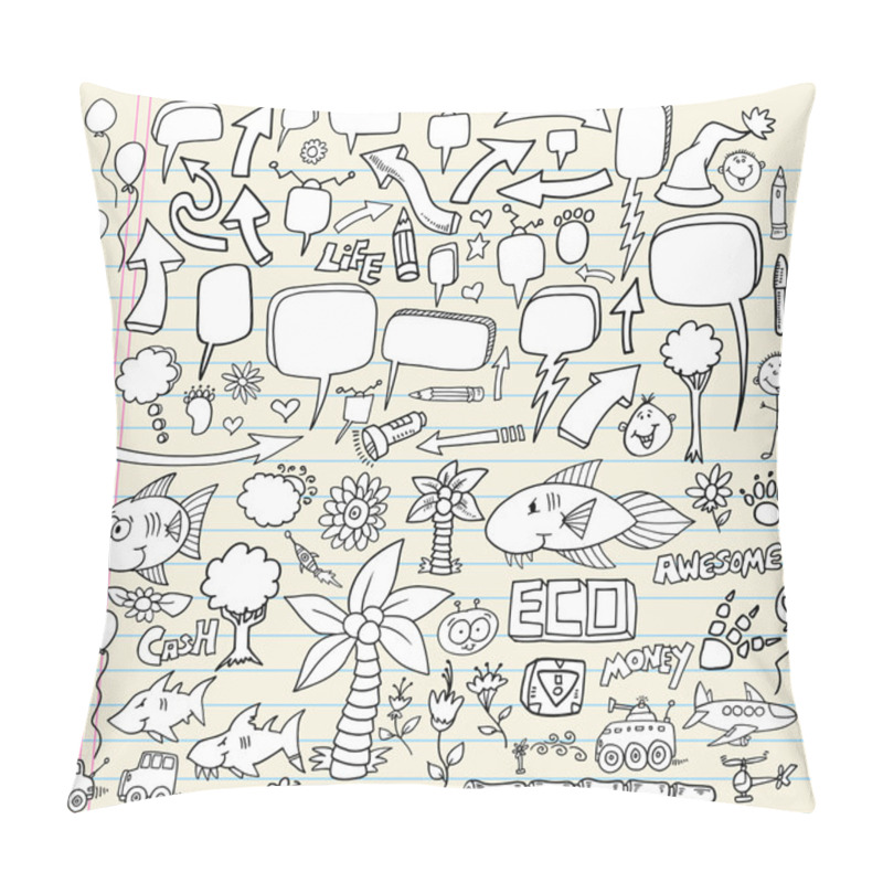 Personality  Notebook Doodle Speech Bubble Design Elements Set Pillow Covers