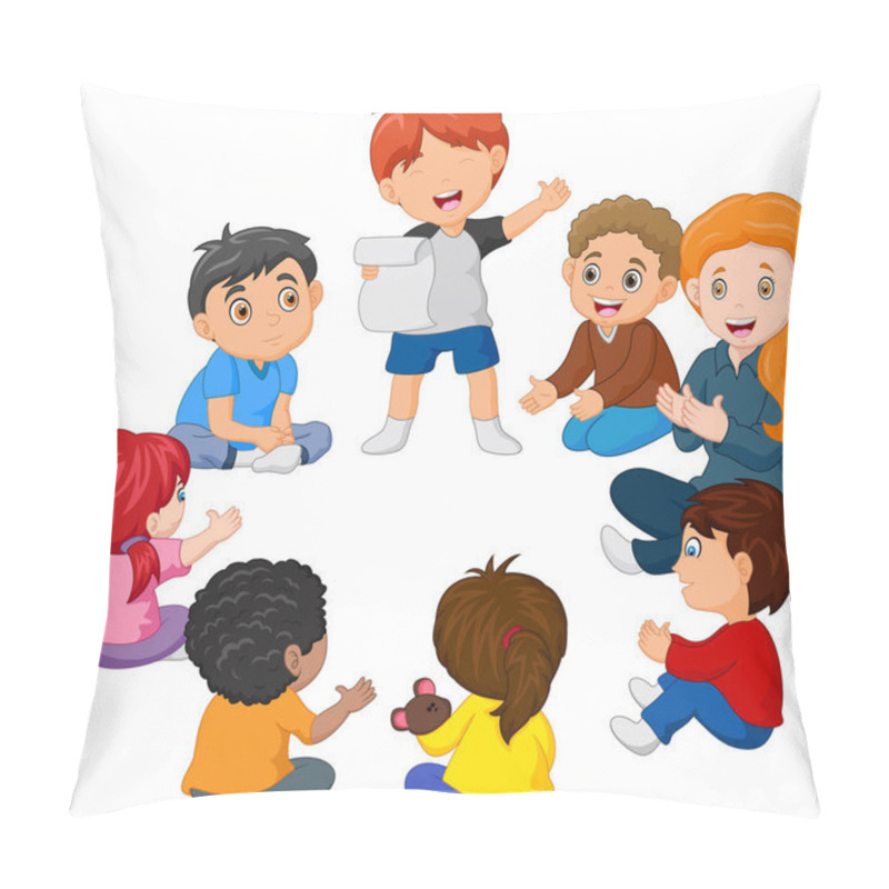 Personality  Kids Sitting In A Circle Reading A Poem Pillow Covers