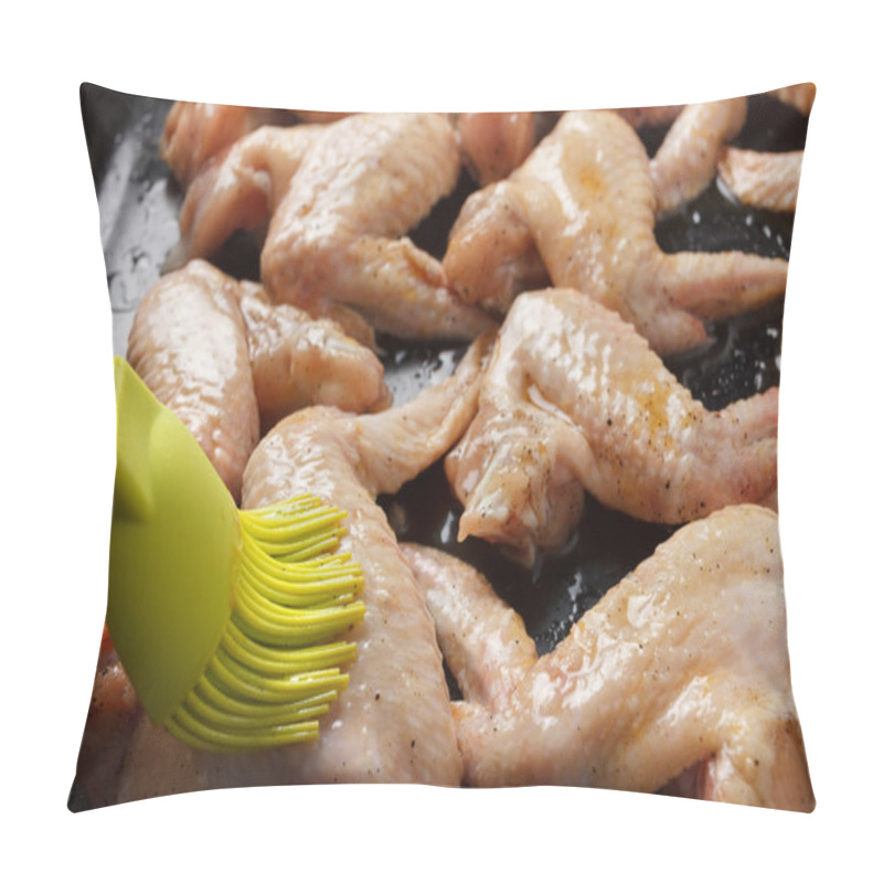 Personality  Several Raw Chicken Wings On A Baking Sheet.  Pillow Covers