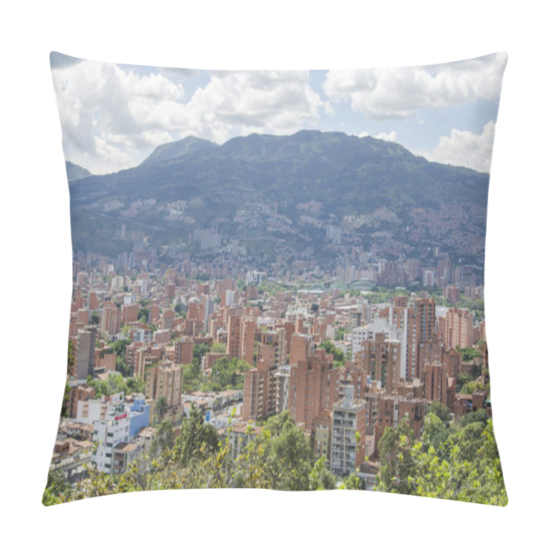 Personality  Urban Panoramic, Cityscape Of Medellin Pillow Covers