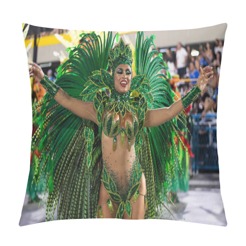 Personality  Rio, Brazil - April 22, 2022: Samba School Unidos Da Tijuca  In The Rio Carnival, Held At The Marques De Sapucai Sambadrome Pillow Covers