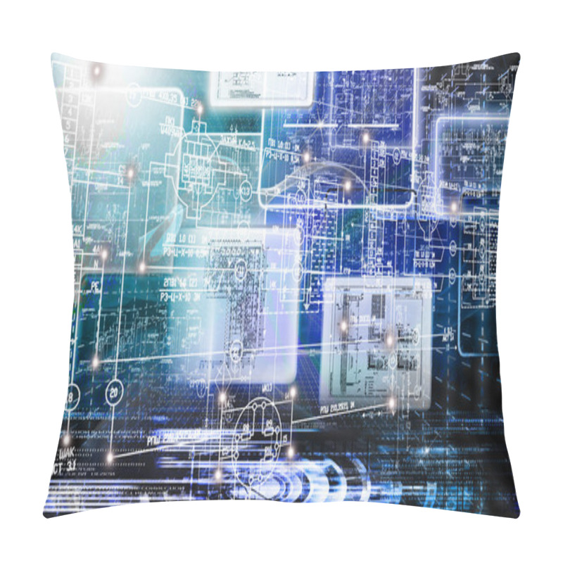 Personality  Engineering Scheme Industrial Background.Engineering Designing Pillow Covers