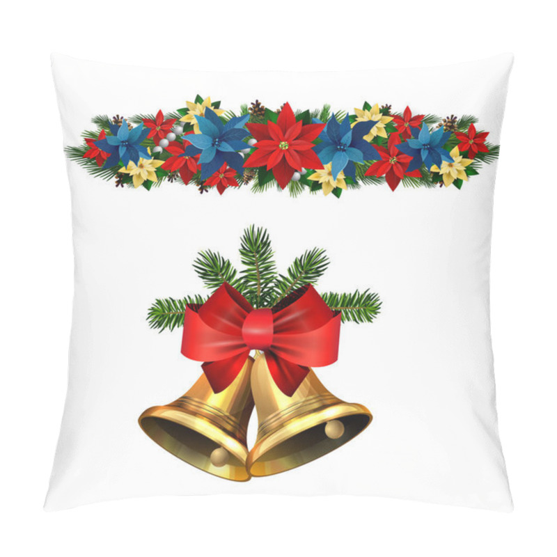 Personality  Christmas Decorations With Fir Tree Golden Jingle Bells Pillow Covers