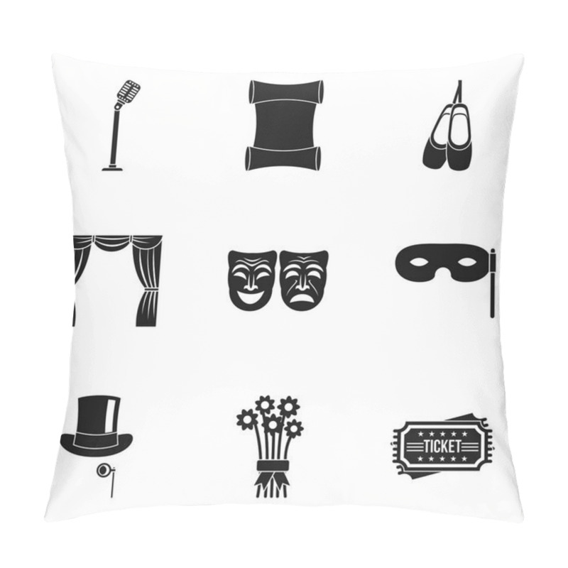 Personality  Theatrical Performance Icons Set, Simple Style Pillow Covers