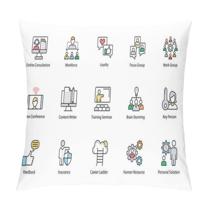 Personality  Pack Of Business Management Flat Icons  Pillow Covers