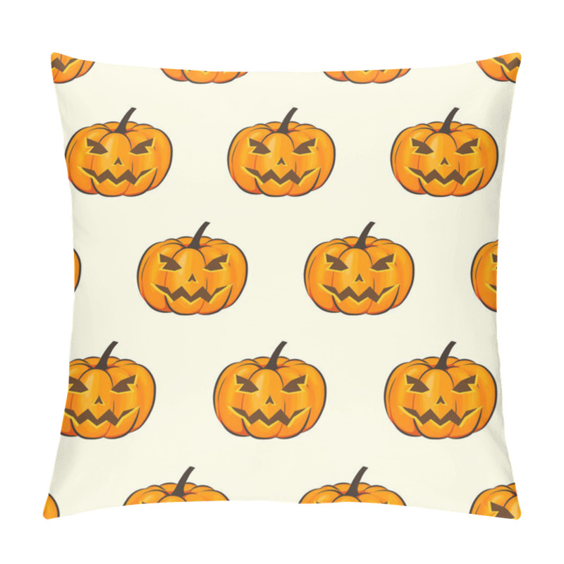 Personality  Halloween Seamless Pattern Isolated Wrap Wallpaper With Terrible Pumpkins In A Cartoon Style. Vector Illustration Of Halloween Theme For Your Projects Pillow Covers