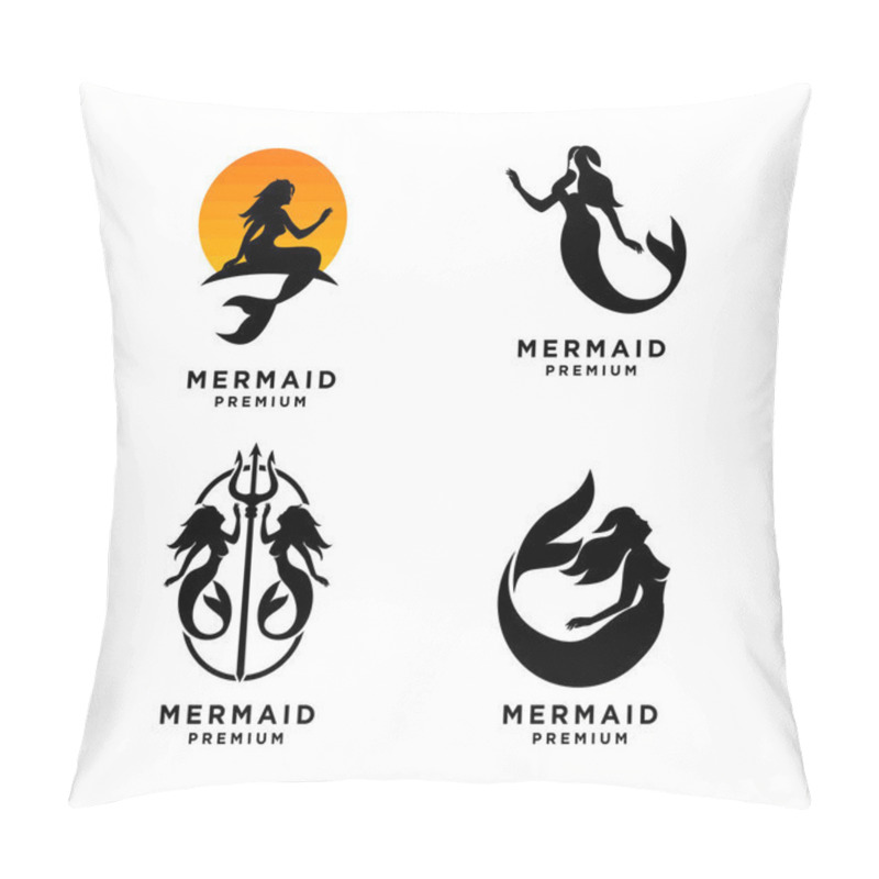 Personality  Mermaid Logo Icon Design Illustration Pillow Covers