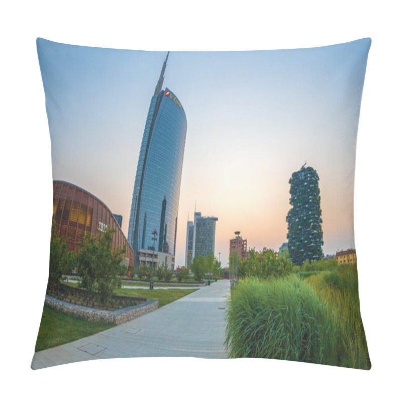 Personality  New Park And Skyscrapers In Milan, Italy Pillow Covers