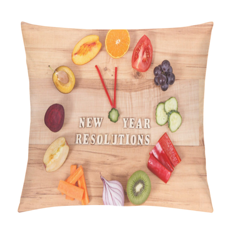 Personality  Fresh Ripe Fruits With Vegetables. Healthy Lifestyles And New Year Resolutions Concept Pillow Covers