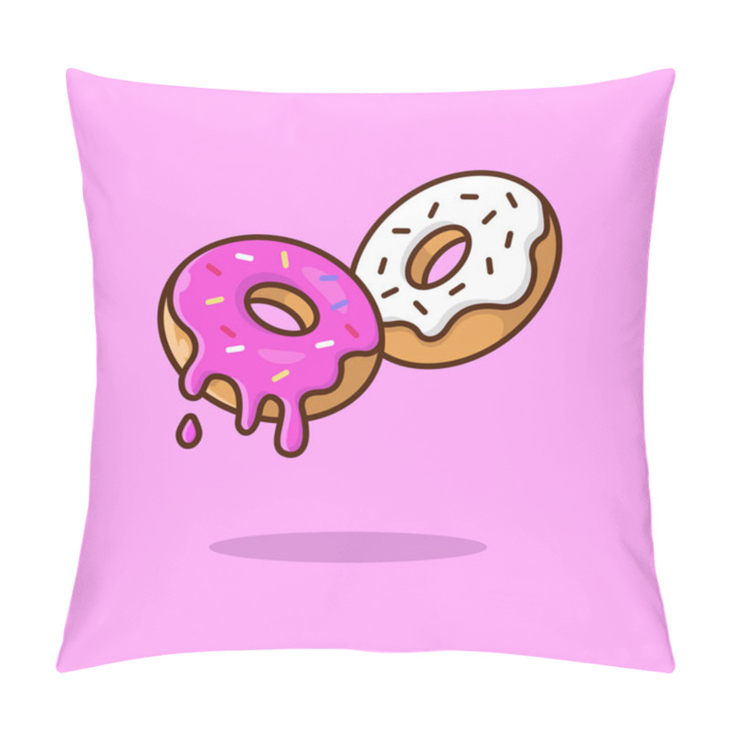 Personality  Isolated Donuts On The Background. Beautiful Vector Flat Illustration With Stroke. Suitable For Web Page, Banner, Flyer, Sticker, Card. Appetizing, Beautiful, Realistic Food. Pillow Covers