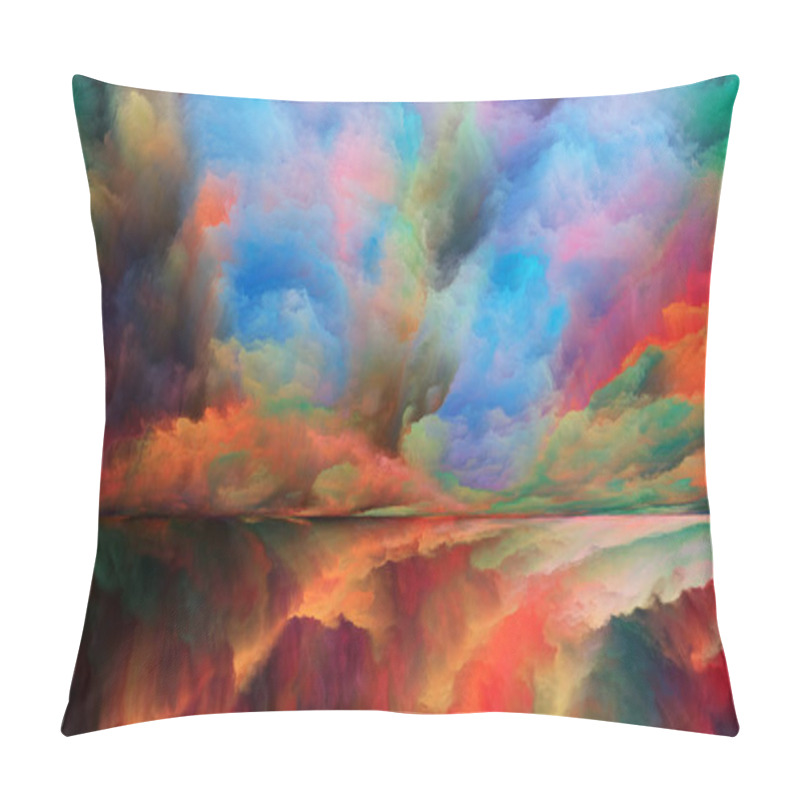 Personality  Out Of This World Series. Abstract Design Made Of Surreal Landscape Elements And Fractal Colors On The Subject Of Imagination, Creativity And Art Pillow Covers