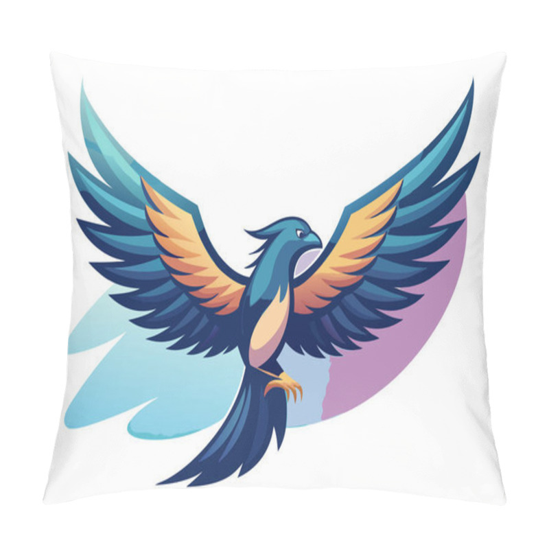 Personality  Stylized Flying Bird Illustration Highlighting Freedom And Grace Pillow Covers