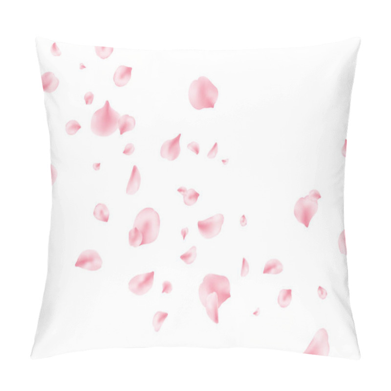 Personality  Flower Petal Flying Background. Sakura Spring Blossom. Pink Rose Composition. Beauty Spa Product Frame. Valentine Romantic Card. Light Delicate Pastel Design. Vector Illustration Pillow Covers