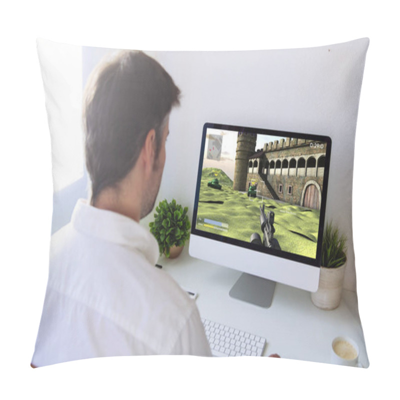 Personality  Man Playing War Videogame  Pillow Covers