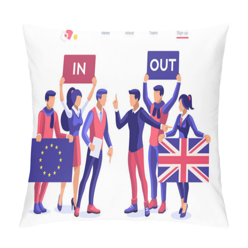 Personality  Uk Concept United Kingdom Banner. Political Traditional Government Country Voting Anti European Union. Waving Politics Patriotic International Supporters. Humans Support Separated Flag. Cartoon Word Pillow Covers