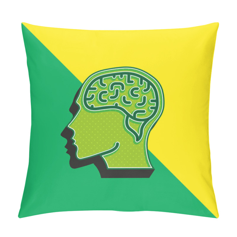 Personality  Brain Green And Yellow Modern 3d Vector Icon Logo Pillow Covers