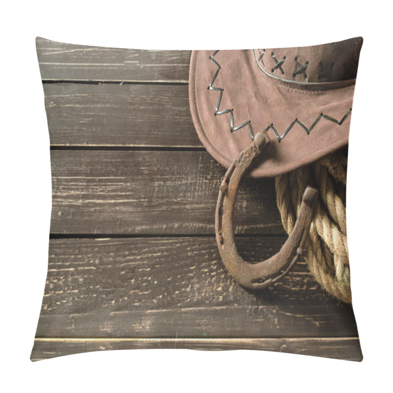 Personality  American West Still Life With Old Horseshoe Pillow Covers