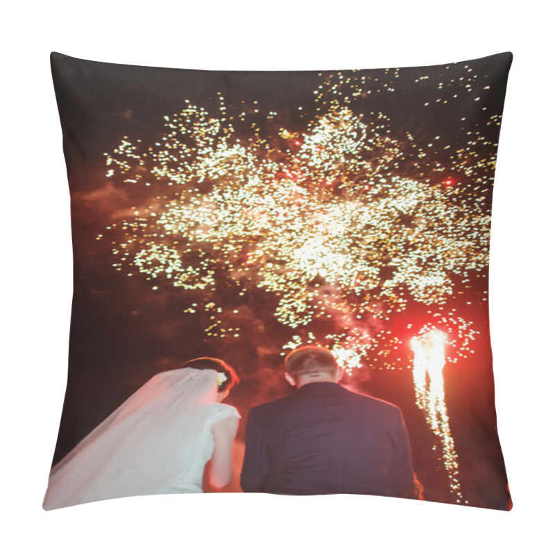 Personality  Wedding Couple And Fireworks Pillow Covers