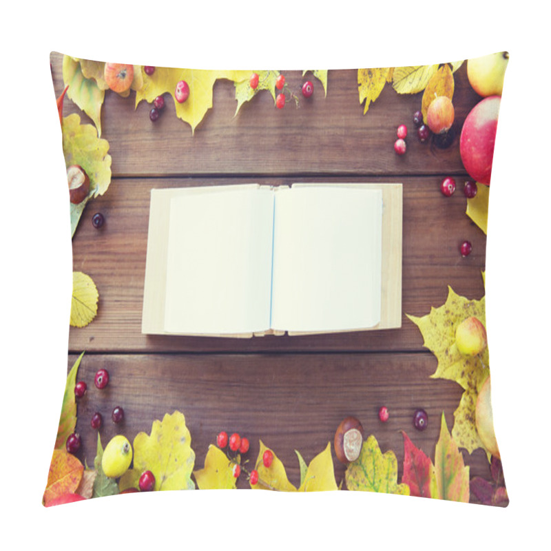 Personality  Empty Book With Autumn Leaves, Fruits And Berries Pillow Covers