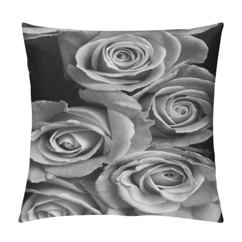 Personality  Monochrome Photo Of Rose Flowers Bouquet Indoor  Pillow Covers