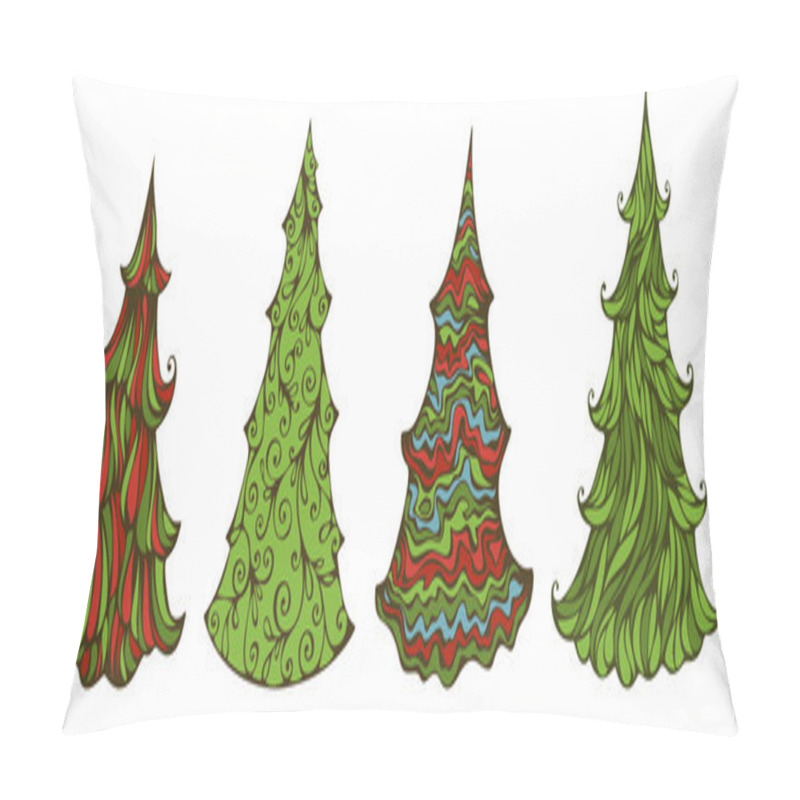 Personality  Four Spruces Isolated On White Background Pillow Covers