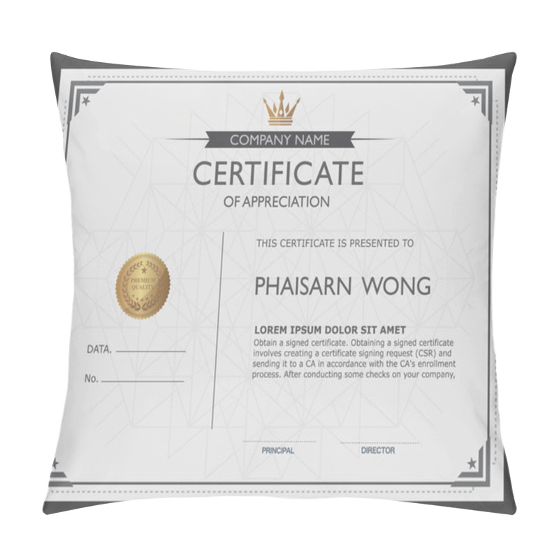 Personality  Certificate Template And Element. Pillow Covers