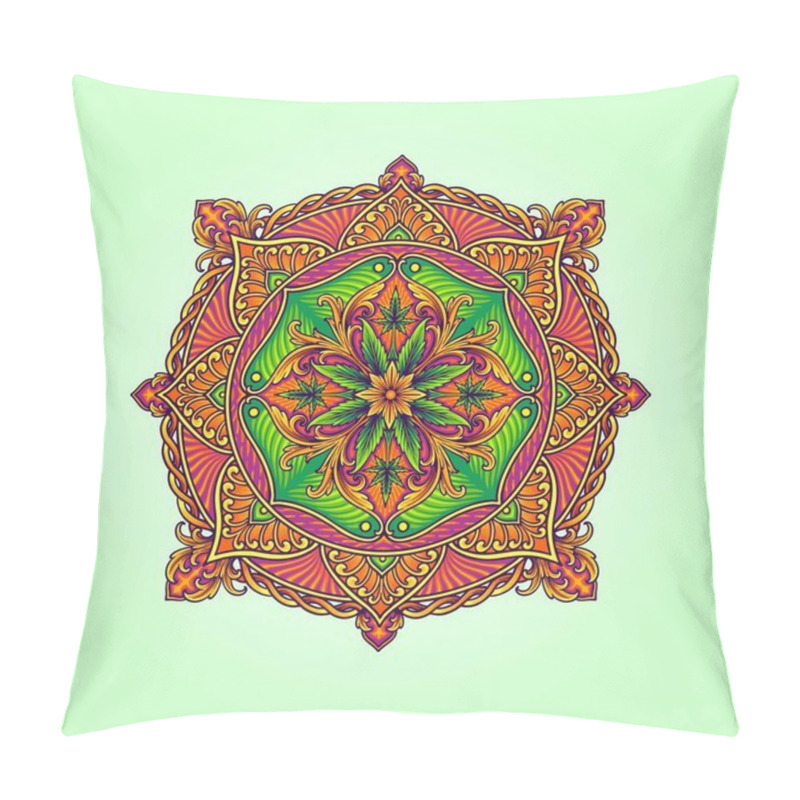 Personality  Middle Eastern Cannabis Flower Mandala Patterns Vector Illustrations For Your Work Logo, Merchandise T-shirt, Stickers And Label Designs, Poster, Greeting Cards Advertising Business Company Or Brands Pillow Covers