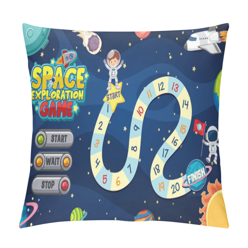 Personality  Game Template With Many Planets In The Space Background Illustration Pillow Covers