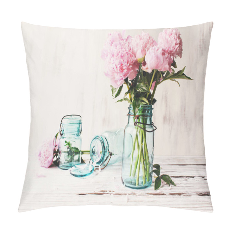 Personality  Farnhouse Pink Peonies In An Antique Mason Jar Pillow Covers