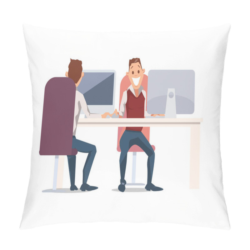 Personality  People Work In Office. Vector Illustration. Pillow Covers