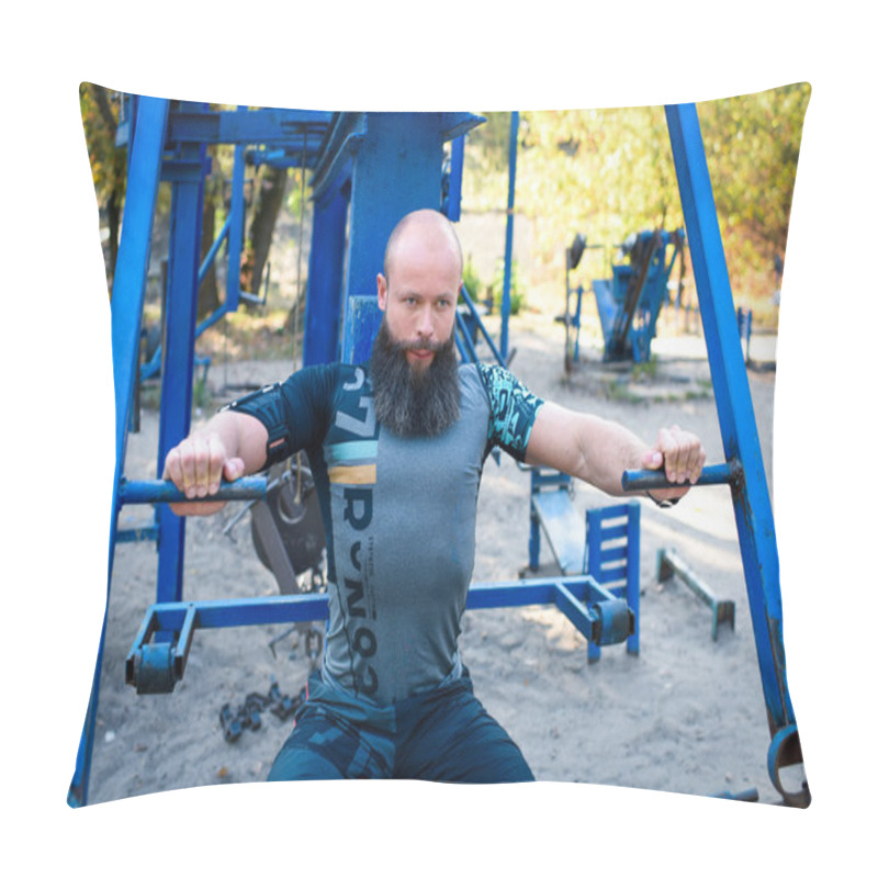 Personality  Active Man Doing Exercises For Chest  Pillow Covers