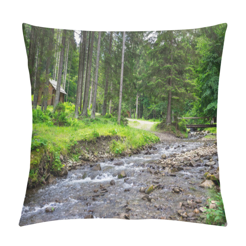 Personality  Riverwith Stones And Moss  In Forest  Pillow Covers