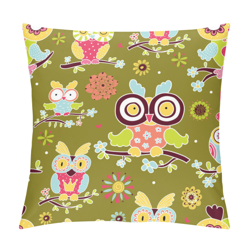 Personality  Flowers And Owls Postcard Pillow Covers